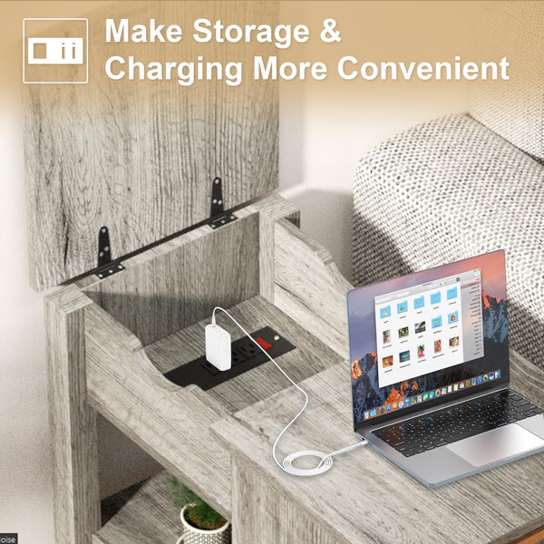 End Table with Charging Station & Storage