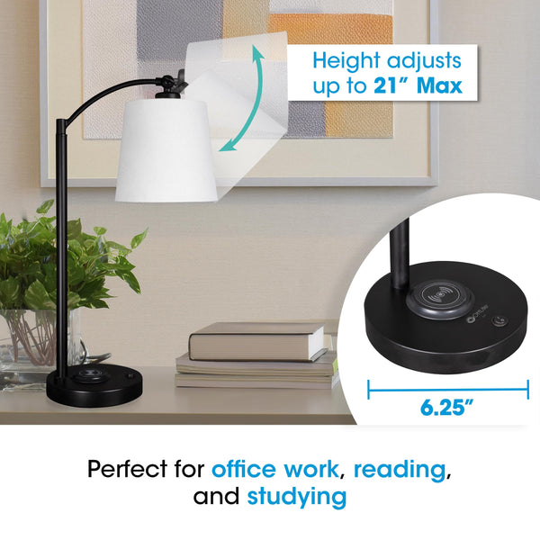 Adjustable LED Desk Lamp with Wireless Charging Pad