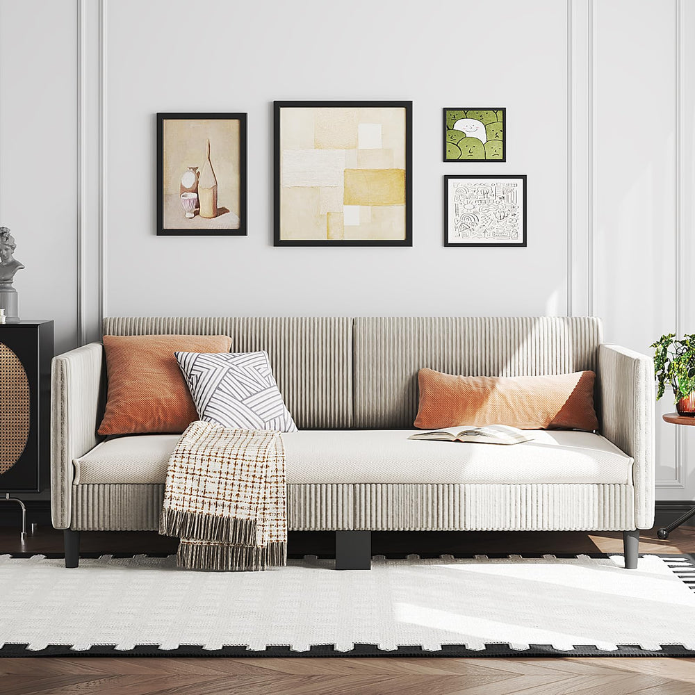Twin Corduroy Upholstered Daybed Sofa Bed