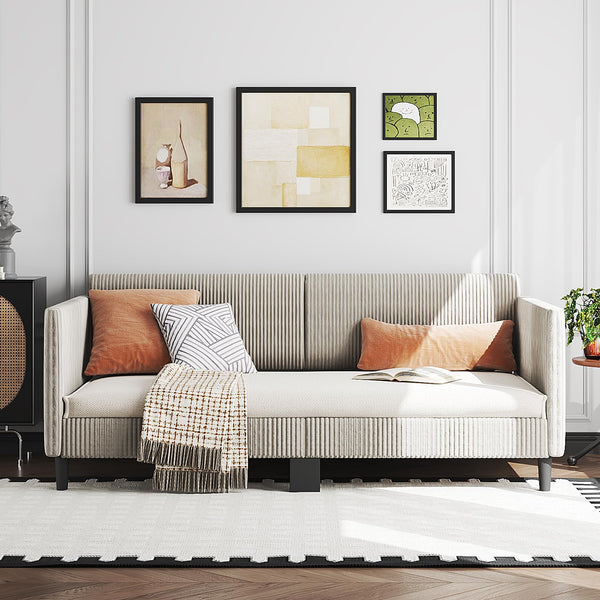 Twin Corduroy Upholstered Daybed Sofa Bed