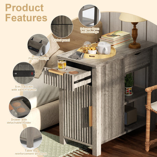 End Table with Charging Station & Storage