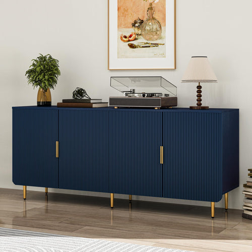 65" Fluted Sideboard Buffet Cabinet with 4 Doors & Adjustable Shelves