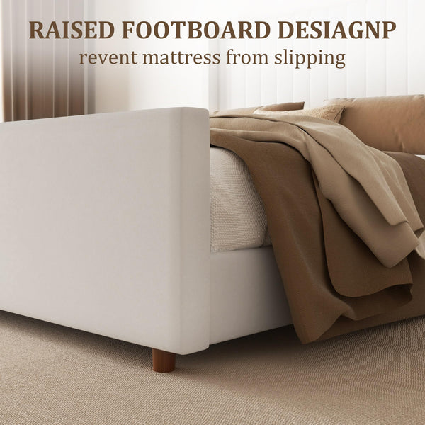 Upholstered Platform Bed with Tall Wingback Headboard
