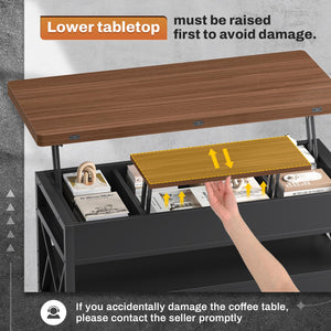 Lift Top Coffee Table 4-in-1 with Storage & LED Light