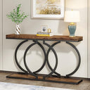 55-Inch Industrial Console Table with Geometric Metal Frame