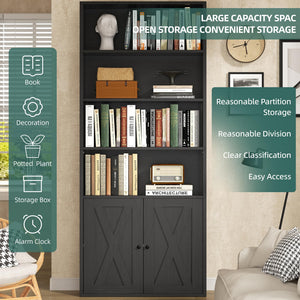 6-Tier Bookshelf with Cabinet Door, 71" Tall