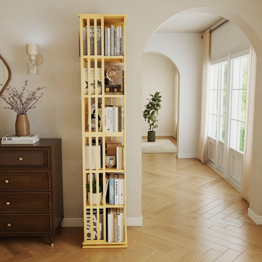 6-Tier 360° Rotating Bookshelf Tower