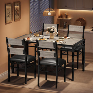 Dining Table Set for 4 with Upholstered Chairs
