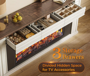 70" Fireplace TV Stand with 42" Electric Fireplace & 3 Drawers