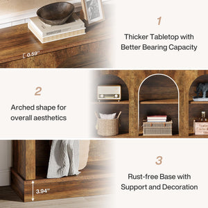 63-Inch Farmhouse Console Table with 3-Tier Storage