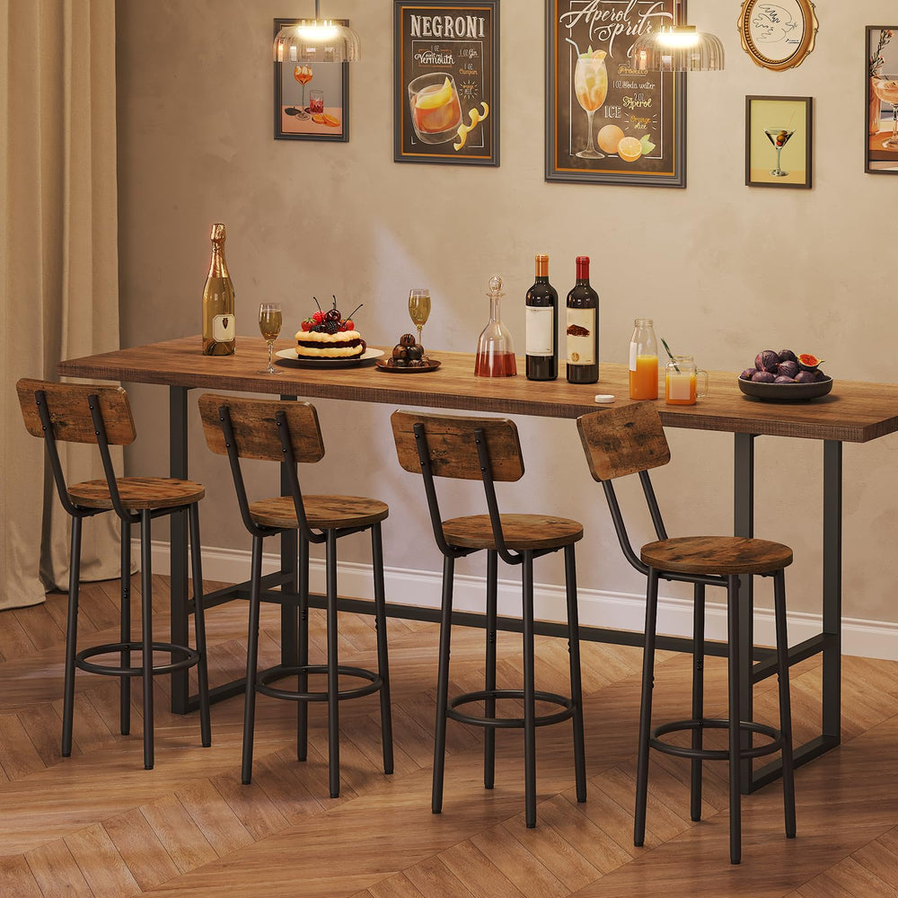 Round Bar Stools Set of 2 with Back