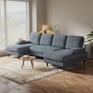 U-Shaped Sectional Sofa with Double Chaise Lounge