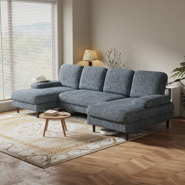 U-Shaped Sectional Sofa with Double Chaise Lounge