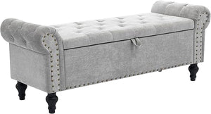 51" Linen Storage Ottoman Bench with Hidden Compartment