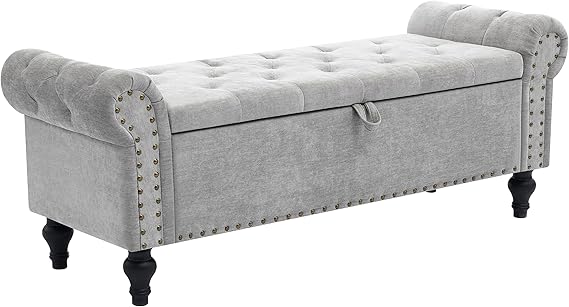 51" Linen Storage Ottoman Bench with Hidden Compartment