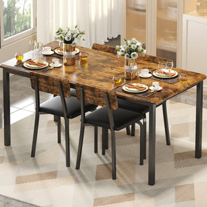 5-Piece Extendable Dining Table Set with 4 Upholstered Chairs