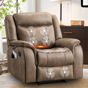 Massage Recliner Chair with Heat & Vibration – Faux Leather, Overstuffed, Wall Hugger
