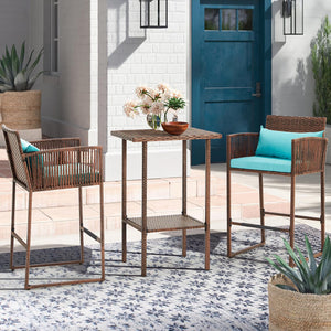 3-Piece Outdoor Wicker Bar Set with Counter Table & Barstools
