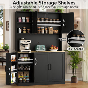 Kitchen Pantry Storage Cabinet with Microwave Stand