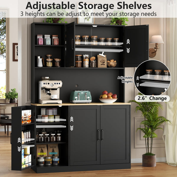 Kitchen Pantry Storage Cabinet with Microwave Stand