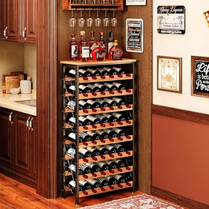 64-Bottle Freestanding Wine Rack with LED Lights