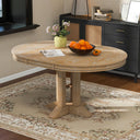 Extendable Round Dining Table with Oak Veneer Top