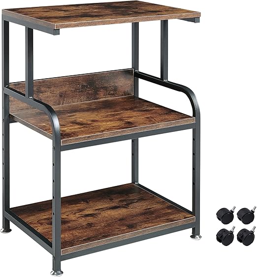 3-Tier Height Adjustable Printer Stand with Wheels