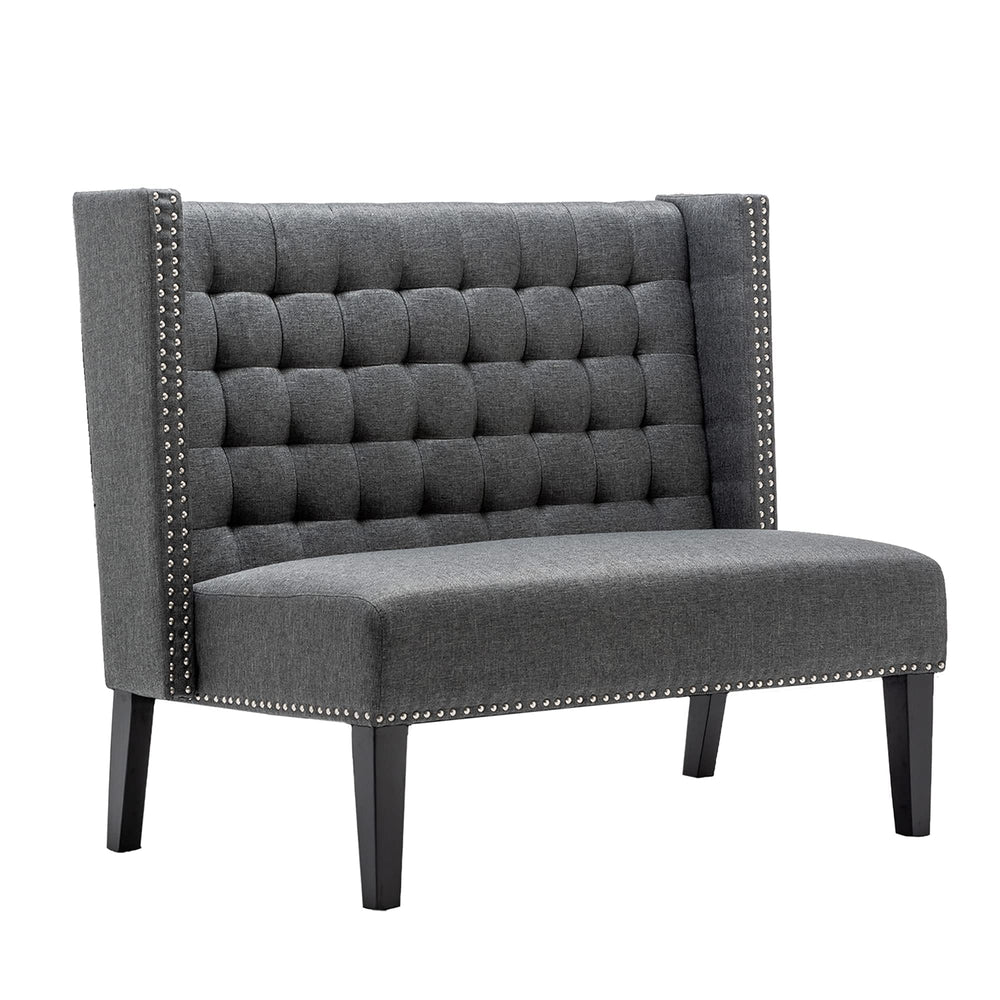 Tufted Loveseat Sofa with Wooden Legs – 2-Seat Upholstered Couch