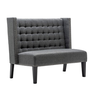 Tufted Loveseat Sofa with Wooden Legs – 2-Seat Upholstered Couch