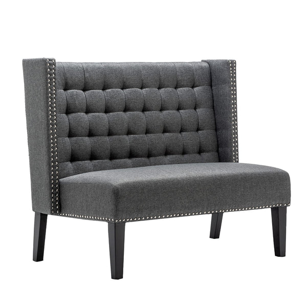 Tufted Loveseat Sofa with Wooden Legs – 2-Seat Upholstered Couch