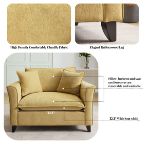 Chenille Accent Chair with Pillows – Oversized Armchair