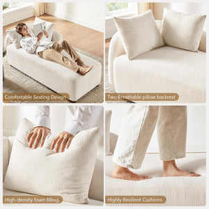Oversized Chenille Chaise Lounge Chair with 2 Pillows