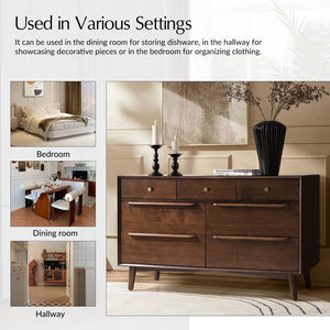 7-Drawer Mid-Century Modern Dresser, 52" Wide