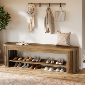 63" Entryway Shoe Bench with Open Storage Shelf