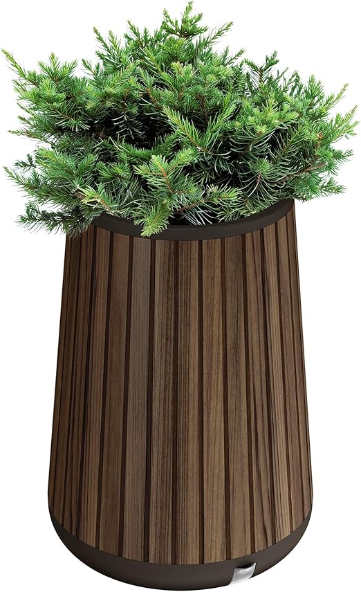 Self-Watering Resin Planter with Wood Look Finish