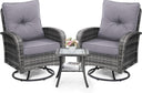Outdoor Swivel Wicker Glider Patio Chair & Table Set with Cushions