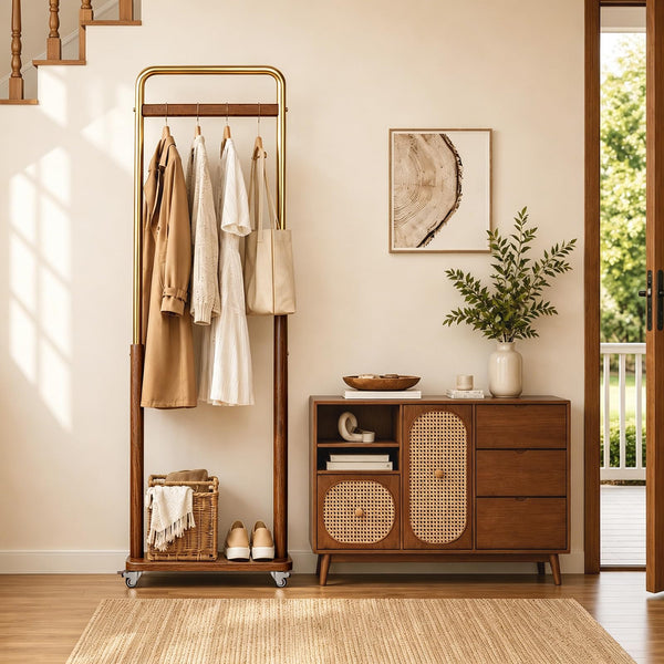 Freestanding Clothes Rack with Wheels