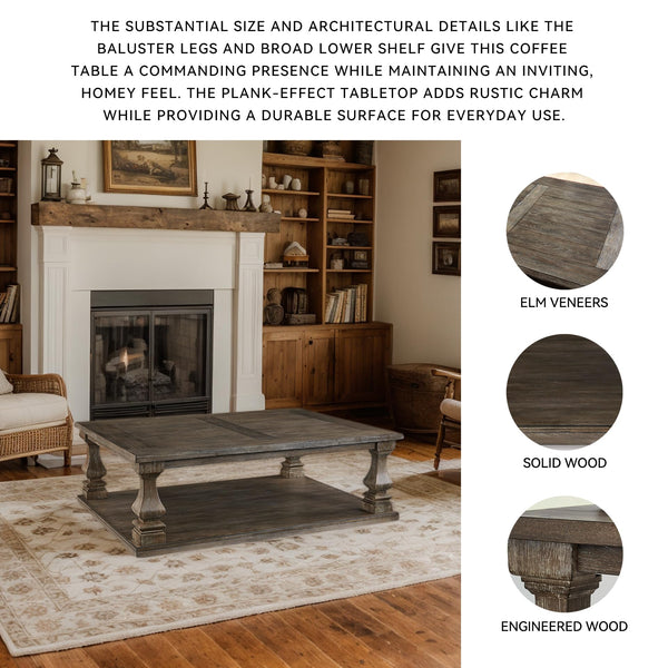 Farmhouse Coffee Table – Weathered Gray Finish