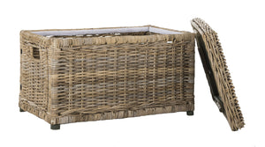 30" Wicker Storage Trunk with Removable Lid, Collapsible Rattan Chest