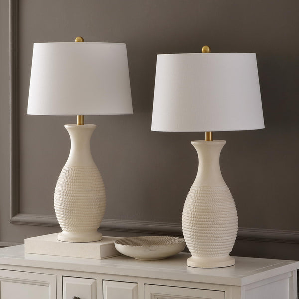 Contemporary Polyresin Table Lamp Set of 2 with LED Bulbs – 30 Inch