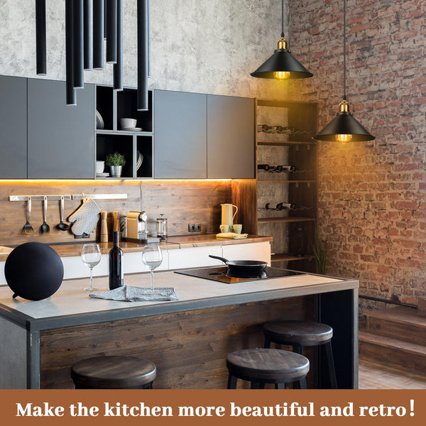 Black Industrial Dome Pendant Light Set of 12