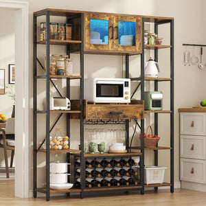 65" Industrial Bakers Rack with Power Outlet & LED Light