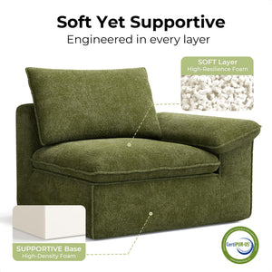 120" Modular Sectional Sofa with Ottoman – Deep Seat Cloud Couch