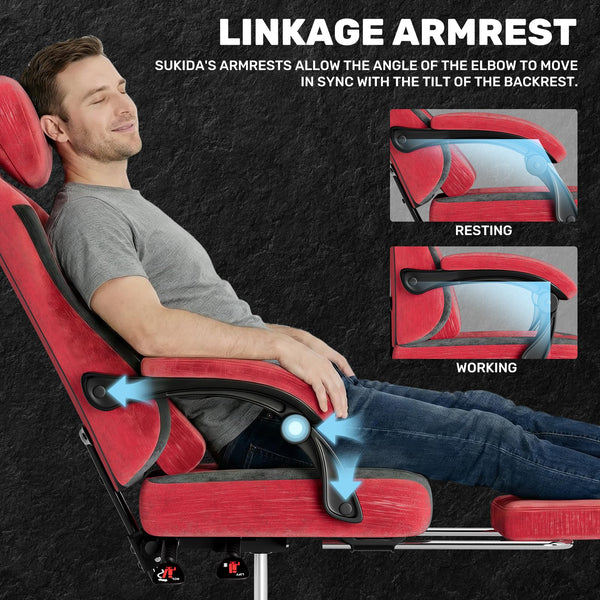 Ergonomic High-Back Gaming Chair with Massage Lumbar Support & Footrest