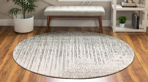 Round Area Rug 6ft – Polypropylene Machine Made Abstract Modern