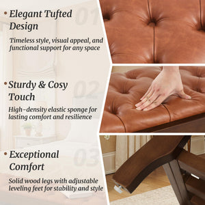 59" PU Leather Entryway Bench with Open Shoe Storage