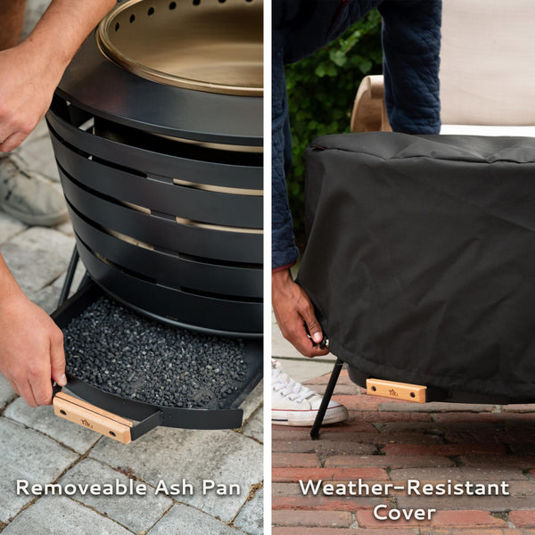 Smokeless Outdoor Fire Pit — 25-Inch Wood-Burning with Ash Pan, Stand & Cover