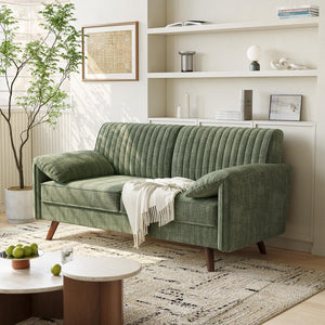 Chenille Loveseat Sofa with Padded Arms – 64.5" Modern Couch for Living Room