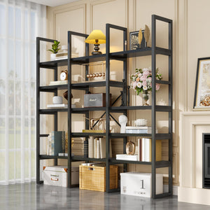 Triple Wide 5-Tier Industrial Bookshelf