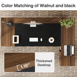 L-Shaped Executive Desk with Drawers and File Cabinet